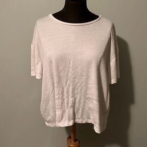 Primark Women's White Boat Neck Drop Shoulder Short Sleeve T-Shirt